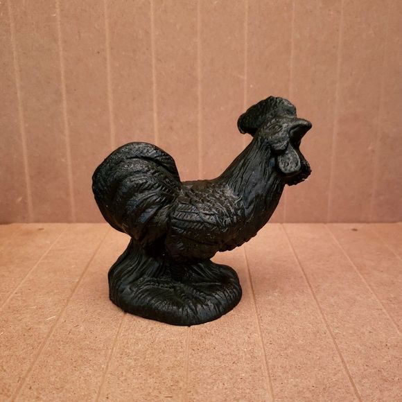 Black Coal Rooster Figurine Chicken Decor Farmhouse Vintage - Picture 14 of 14